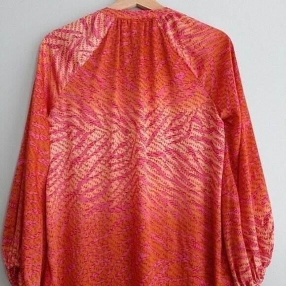 H&M Conscious Hot Pink Tassel Tunic Top Sz 4 - Picture 10 of 14